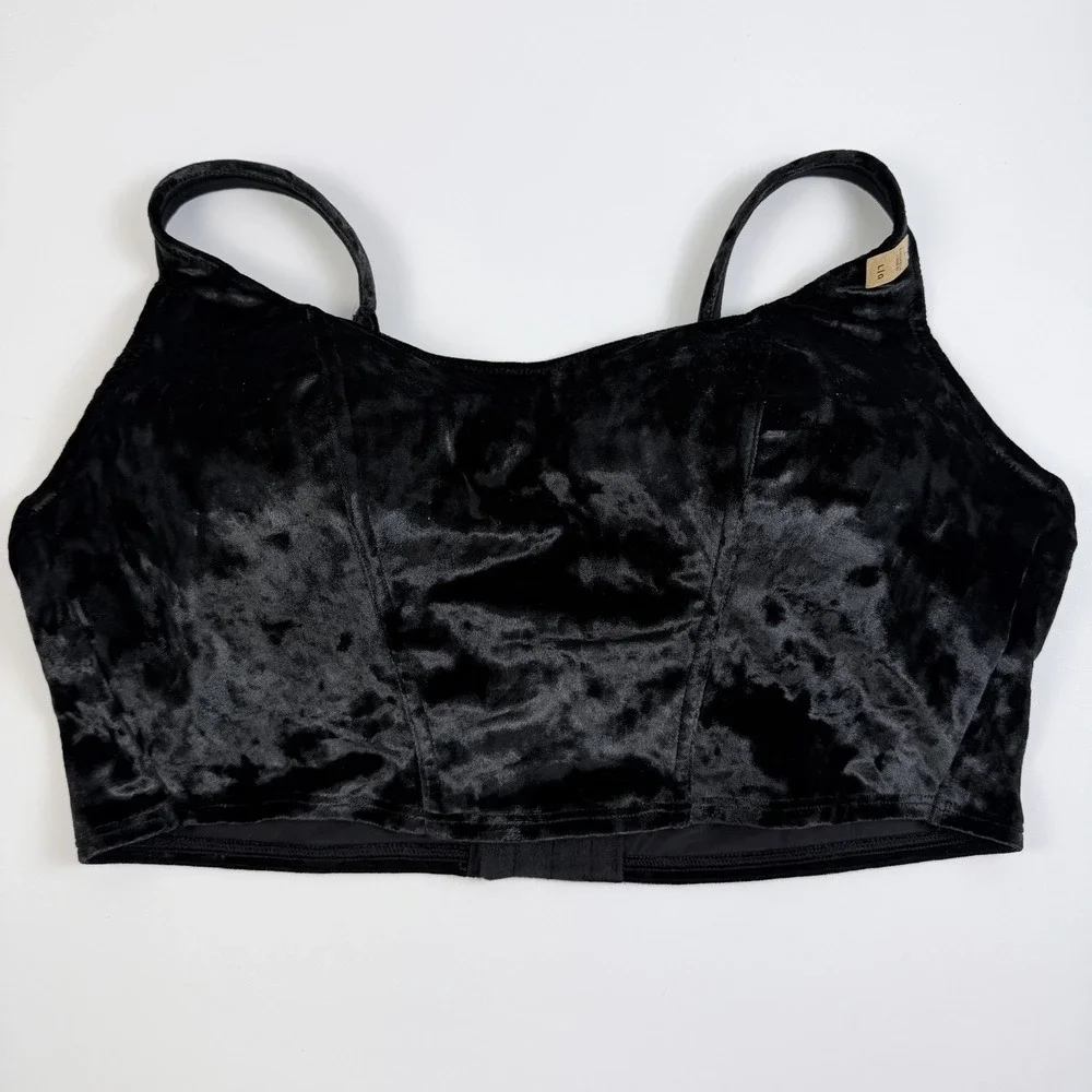 Victoria's Secret PINK Velvety Lightly Lined Corset Top Black Crop L NWT
